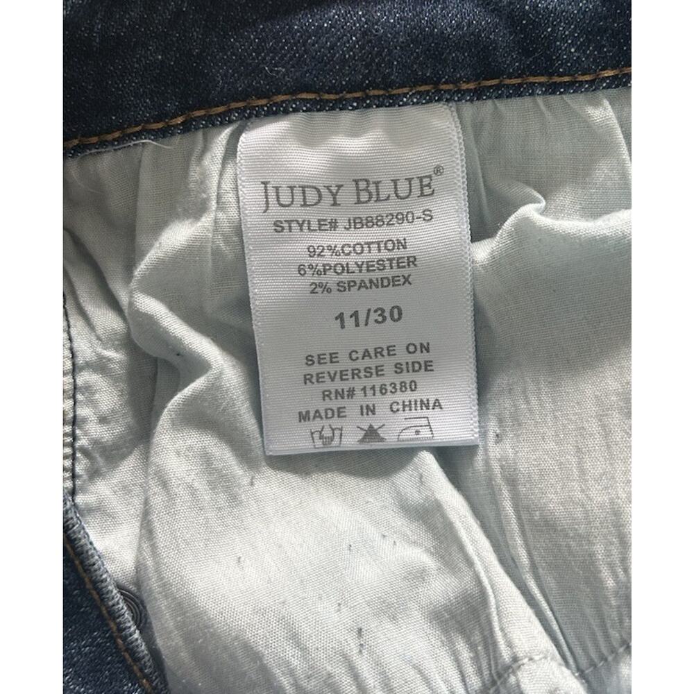 Judy Blue Dark Blue Wash Slim Bootcut Stretch Jeans Side Slit Womens Sz 11/30 - Picture 8 of 9